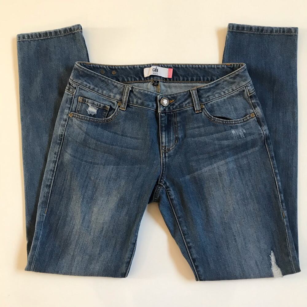 CAbi Jeans Mojave Slim Boyfriend 5165 Blue Low Rise Distressed Size 4  EUC - Picture 6 of 12